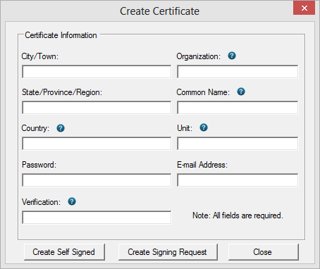 Configure SSL Tab Create Certificate