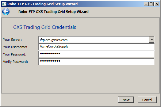 GXS Trading Grid Setup Wizard Screenshot