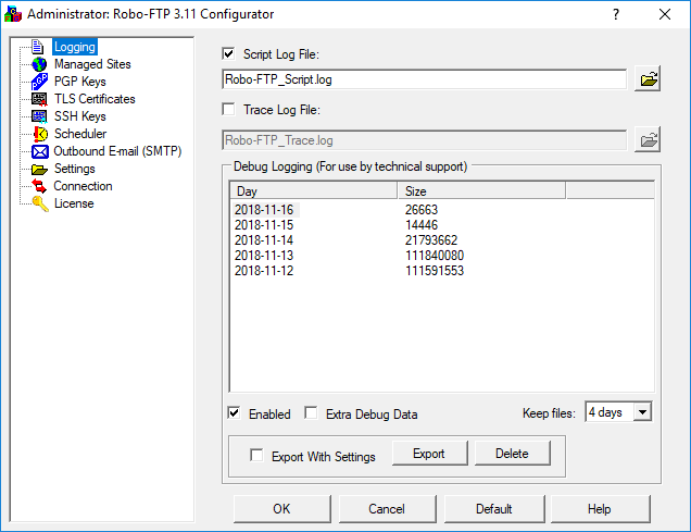 Logging Tab