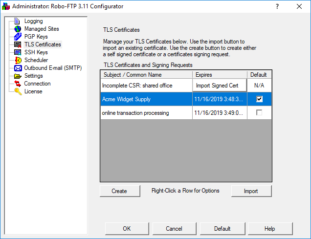 Configure SSL Tab